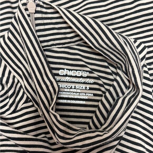 Chicos Striped Sleeveless Mockneck Top - Picture 4 of 4